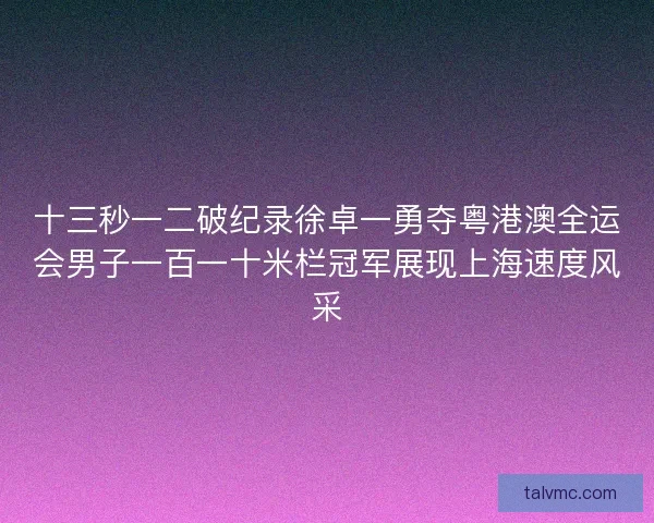 十三秒一二破纪录徐卓一勇夺粤港澳全运会男子一百一十米栏冠军展现上海速度风采